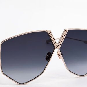 VALENTINO V HEXAGON VLS115 Gold Titanium Gray Mask VLS 115A Rock Stud Sunglasses